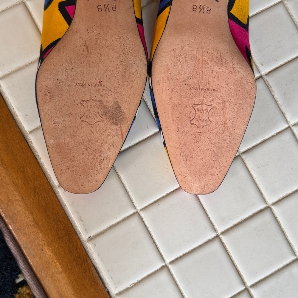 Escada Multicolor Artistic low heel shoes-‎ vintage from the 80’s- retail 600 - Picture 4 of 5